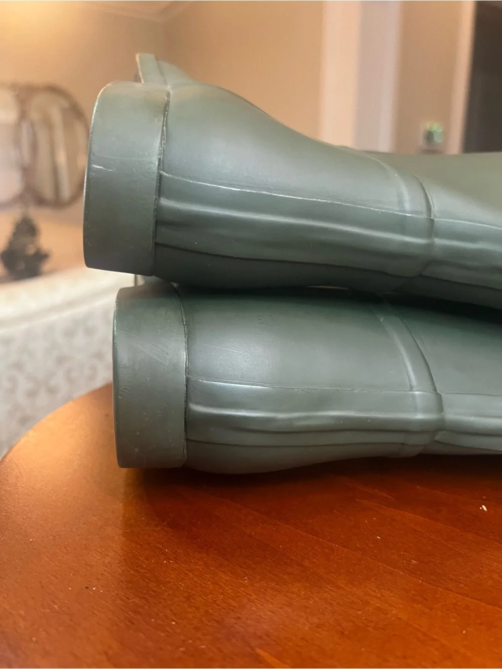Tory Burch Green and Tan Tall Rain Boots